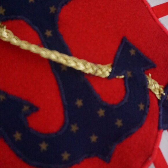 Vintage 90S Jerzees Red Blue Embroidered Nautical Crew Neck Sweater L - Picture 10 of 11